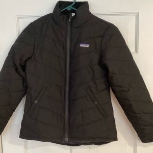 Girls Patagonia Snow Flower Reversible Black Jacket Coat 12